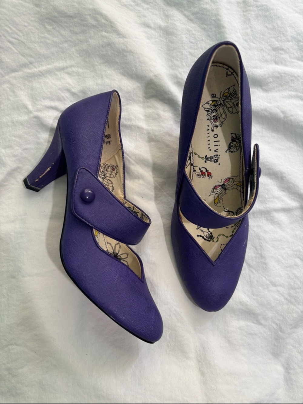 Alice and Olivia for Payless Violet Mary Jane Heels with Button Strap